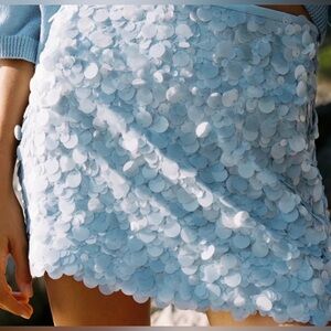 Zara Light Blue Sequin Mini Skirt